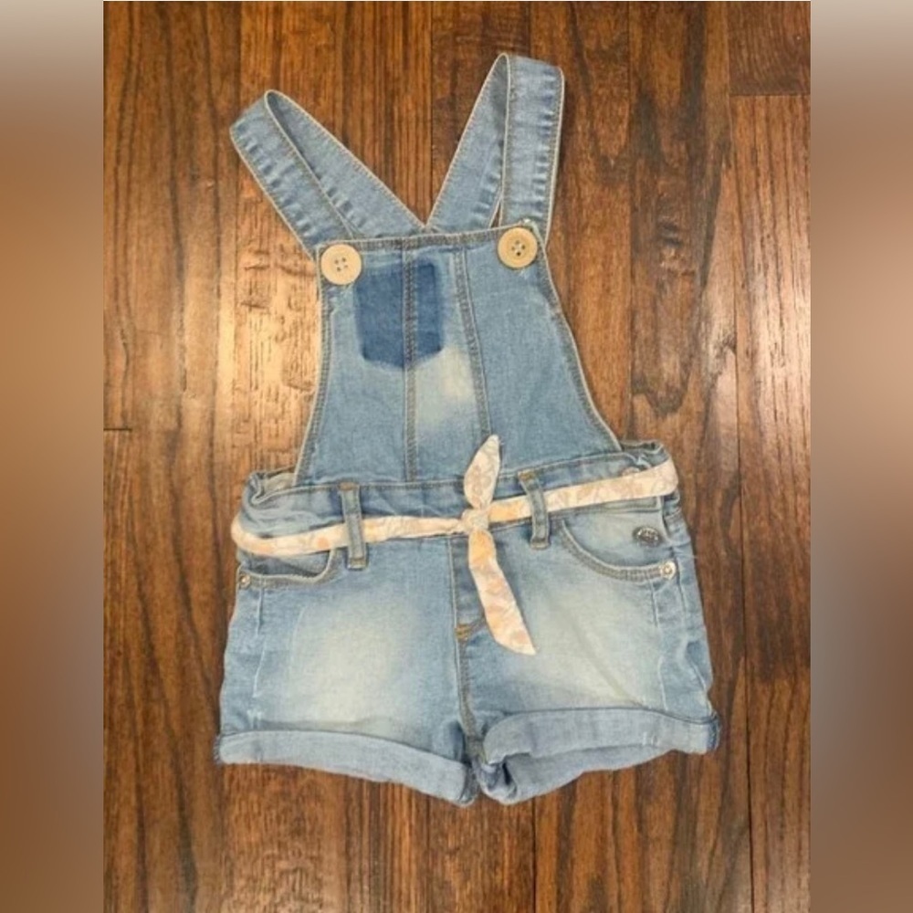 7 for All Mankind baby girl overalls romper shorts denim size 12 months #81